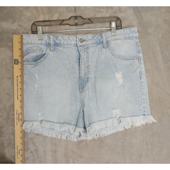 Celebrity Pink, Womens, Cut-off Shorts, Distressed, Frayed Hem, Blue, Size 17/33 - Picture 7 of 10